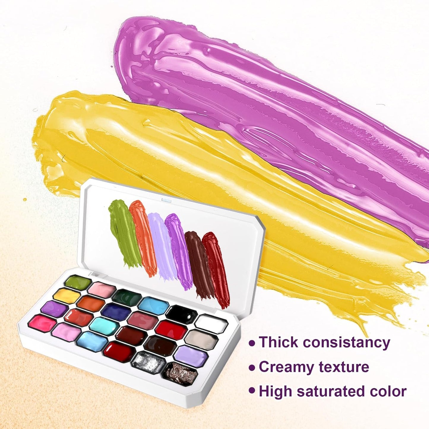 Gradient Painting Gel, 24 Gliter Colors Ombre Gel Nail Polish for Pigment Pat Silver&Gold Aura Nails, French Manicure DIY Nail Art Long-lasting No-wipe Palette B-BrightBean Baby