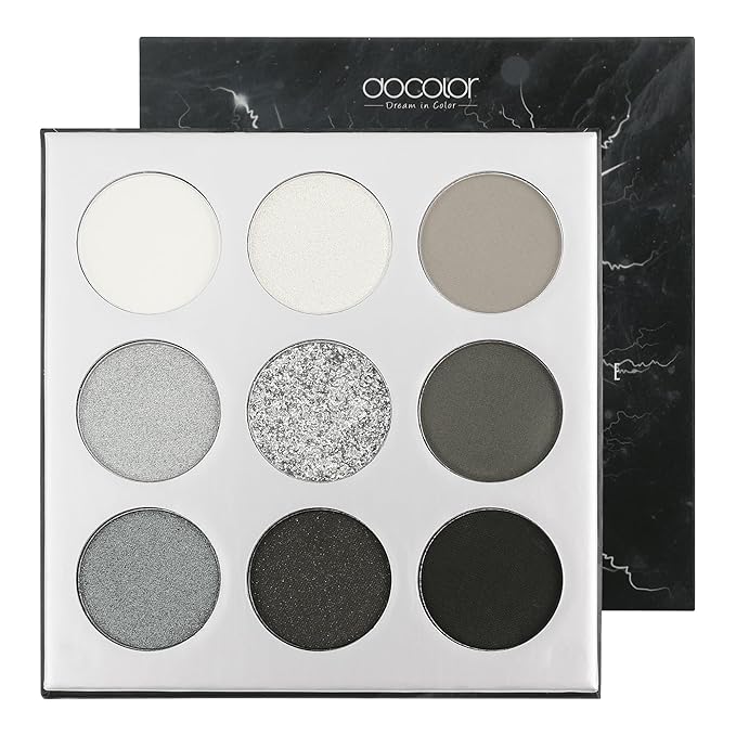 docolor Eyeshadow Palette 9 Colors Black Eyeshadow Gemstone Shadow Palette Highly Pigmented Mattes Shimmers Smokey Glitter Cream Colorful Powder Blendable Long Lasting Waterproof Makeup Palette-BrightBean Baby