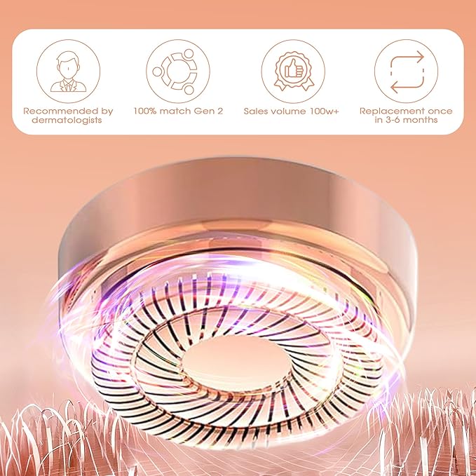 Replacement Heads for Flawless Facial Hair Remover, Gen 2 Replacement Blades Compatible with Finishing Touch Flawless Hair Removal, 18K Gold Painless Razor Head for Women(6 Pack)