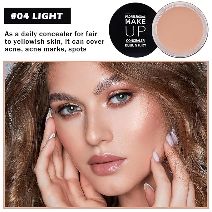 7 Color Solid Concealer Full Coverage Correcting Cream Concealer Waterproof Long-lasting Under Eye Concealer for Dark Circles Color Corrector Pro Concealer (Color 04)-BrightBean Baby
