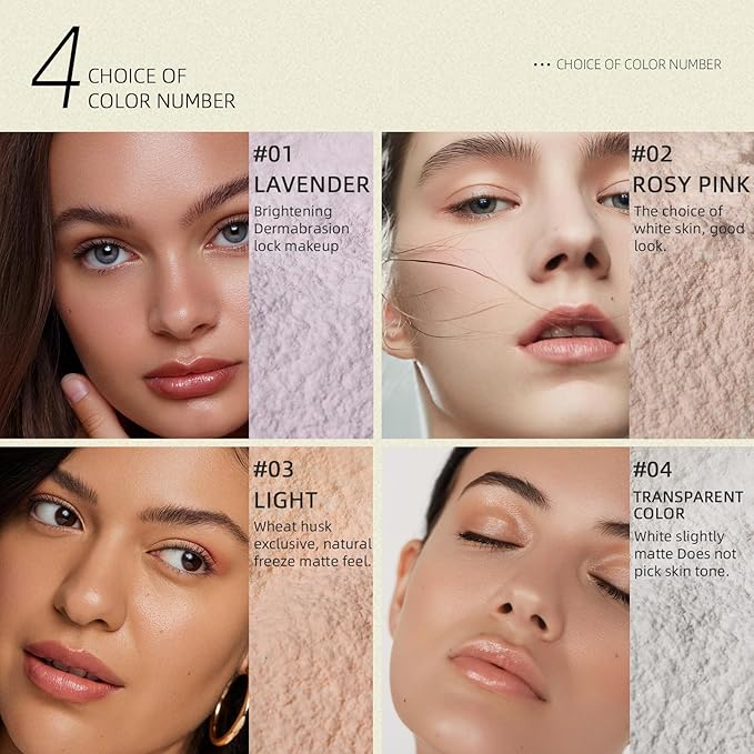 Loose Setting Powder Translucent, Face Matte Finishing Powder Brightener Makeup, Waterproof High-Definition Traceless Long-Lasting Oil Control, polvo traslucido maquillaje para mujer, 04-BrightBean Baby