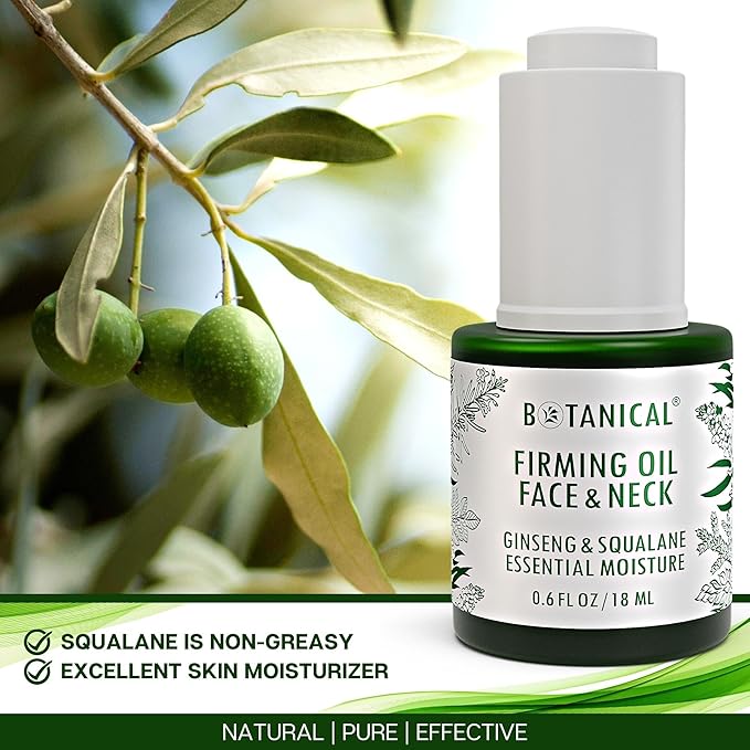 Botanical Face & Neck Firming Oil | Anti-Wrinkle Ginseng & Squalane Serum w/Gua Sha Lift Scraper | Organic, Pure, Natural Skincare (0.6 fl oz | 18 ml)-BrightBean Baby