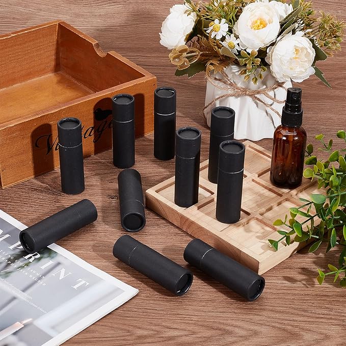 NICENEEDED 10 Pcs Kraft Paper Lipstick Tube, 0.6 Oz Paperboard Lip Balm Tubes, Cardboard Empty Deodorant Container Solid Perfume Tube Cosmetic Box for DIY Chapstick Deodorant Crayon-BrightBean Baby