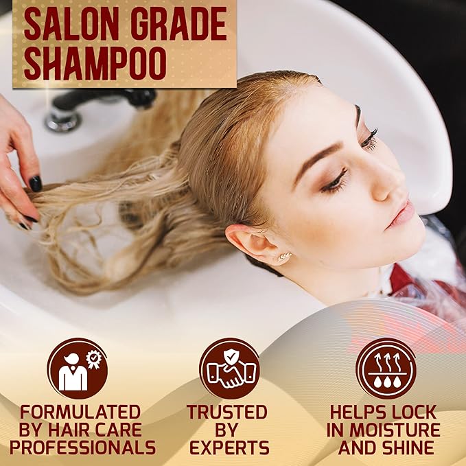 Moroccan Argan Oil Shampoo - Sulfate SLS Paraben Free Moisturizing Treatment for Women and Men - For All Types Including Curly, Dry, Damaged and Oily Hair - Hydrating and Nourishing - Salon Grade-BrightBean Baby