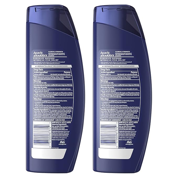 Head & Shoulders Clinical Strength Dandruff Shampoo, Selenium Sulfide Dandruff Defense, Intensive Itch Relief, Seborrheic Dermatitis Relief, Cooling Menthol, 13.5 Fl Oz Each, 2 Pack-BrightBean Baby