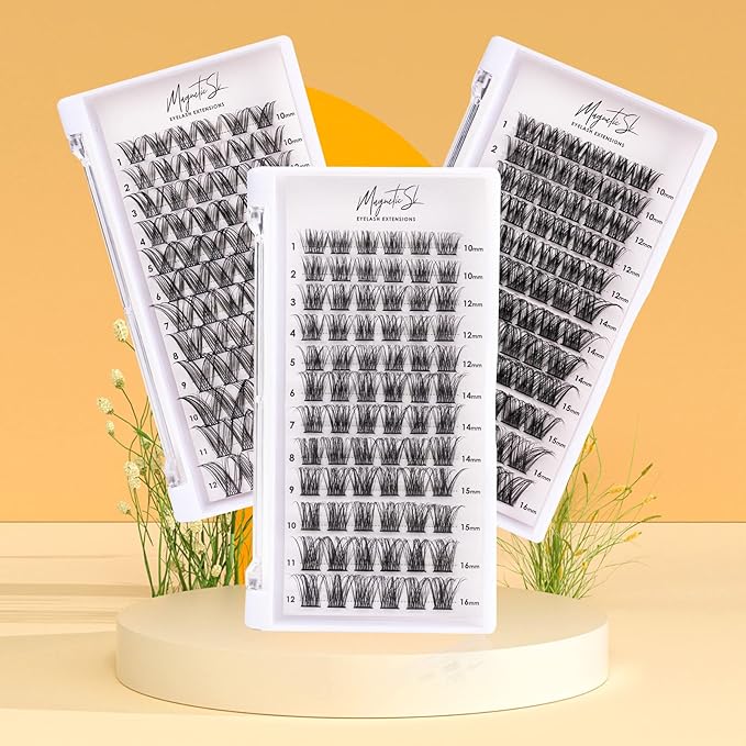 Cluster Lashes 72 Individual Lashes Clusters Eyelash Extensions False Eyelashes DIY Lash Extension Kit Reusable False Eyelashes Natural Look Mix 10-16mm C D Curl-DM17-BrightBean Baby