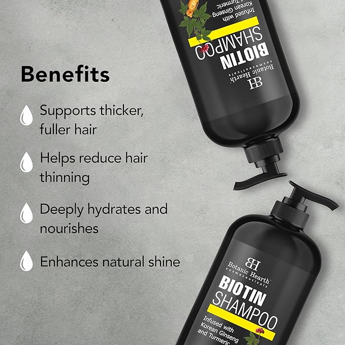 Botanic Hearth Biotin Shampoo | Infused With Korean Ginseng & Turmeric For Stronger, Thicker | Looking Hair | Sulfate & Paraben Free | 16 Fl. Oz-BrightBean Baby