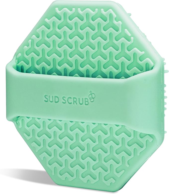 Sud Scrub® Antimicrobial Silicone Face Scrubber, 1 Pack, Gentle Face Exfoliator for Sensitive Skin, Eco Friendly Facial Cleansing Brush, Exfoliating Face Brush for Men and Women (Mint)-BrightBean Baby