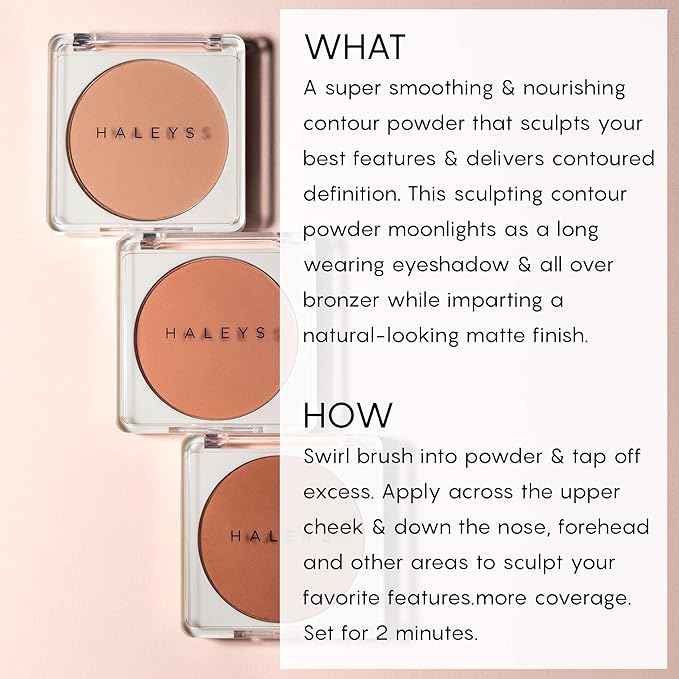 HALEYS Re-sculpt Smoothing Contour Powder (Medium) Lightweight, Non-Caking, Nourishing & Skin-Softening, Infused with Shea Butter & Chamomile Flower Water to Soothe Skin-BrightBean Baby