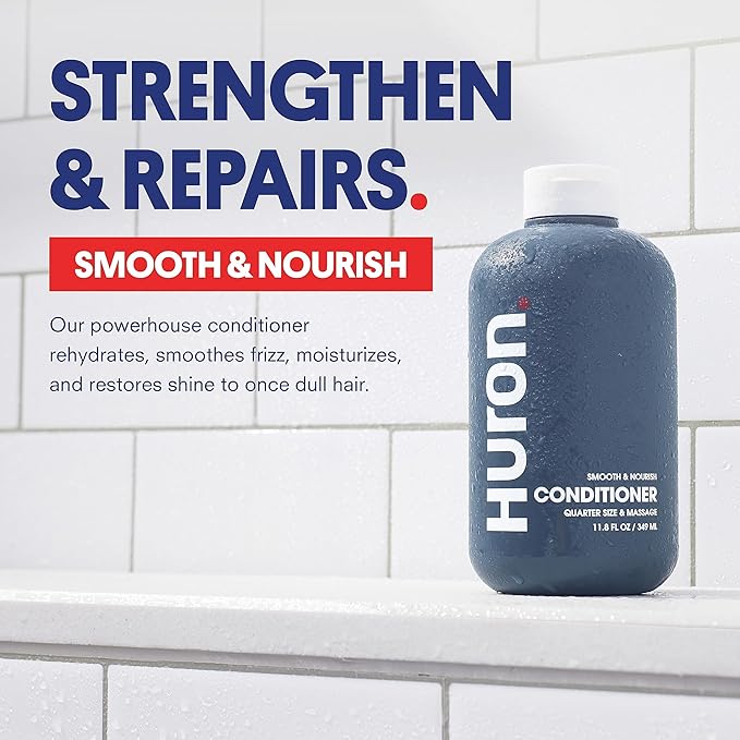 Huron Men’s Conditioner - Lightweight, Hydrating Conditioner - Eliminates Frizzy Hair, Moisturizes, & Restores Shine - Clean & Invigorating Scent - 100% Vegan Ingredients & Cruelty-Free - 11.8 Fl Oz-BrightBean Baby
