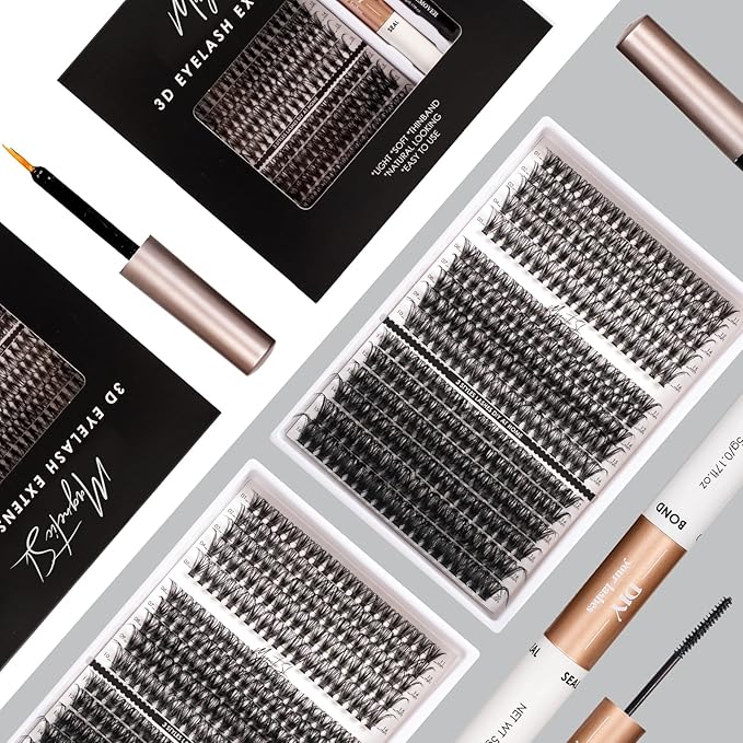 DIY Lash Extensions Kit 320pcs Individual Lashes Clusters 40D 50D 100D D Curl Eyelash Extension Kit with Applicator and Lash Bond&Seal, Lash Remover For False Eyelash Mix 11-20mm (40D+50D+100D KIT)-BrightBean Baby