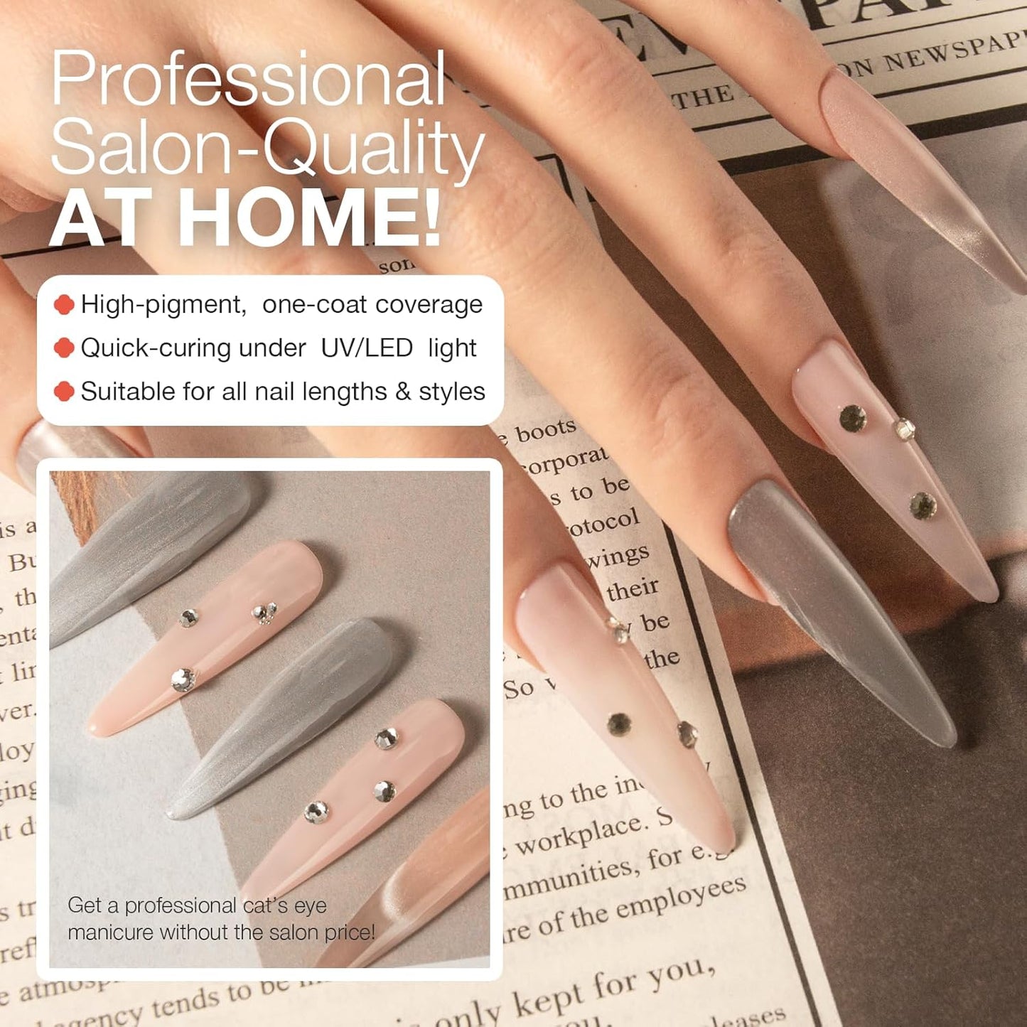 Cat Eye Gel Nail Polish with Magnet Stick, 15ml Magnetic Gel, Create Stunning Cat Eye Effects for DIY Manicures, Long-Lasting, Salon-Quality Finish, Frosted Vision-BrightBean Baby