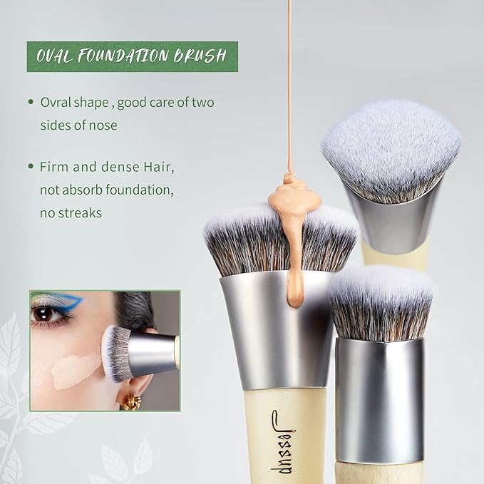 Jessup Vegan Makeup Brushes Set Premium Synthetic Powder Foundation Highlight Concealer Eyeshadow Blending Eyebrow Liner Spoolie Brush Set Burlywood 12pcs T327-BrightBean Baby