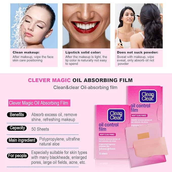 Oil Control Film Replacment for Clean & Clear Oil-absorbing Sheets,3 Pack (Grapefruit Fragrance) Oil Blotting Sheets For Face,Makeup Friendly High-performance Handy Face Blotting Paper for Oily Skin-BrightBean Baby