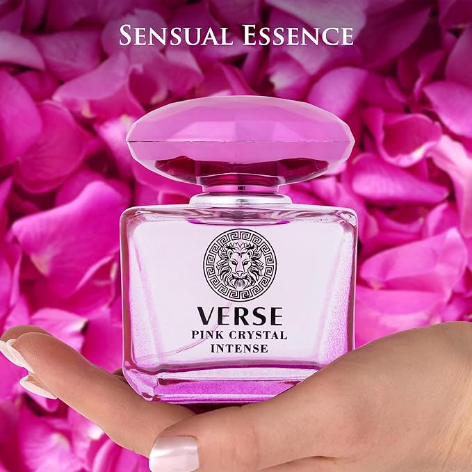 Verse Pink Crystal Intense for Women 3.4 fl Oz - Fruity & Floral Scents of Raspberry, Peony, Magnolia & Lotus Flowers - Base Notes of Amber, Vibrant Musk & Deep Mahogany Wood - Elegant 100ml Bottle-BrightBean Baby