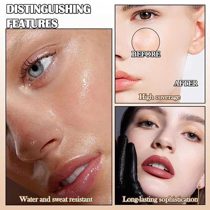 3 Colors Corrector Palette,Full Coverage Cream Concealer Liquid Foundation with Brush,Waterproof Color Correcting Concealer Long Lasting Foundation Contour Makeup Palette for Women-BrightBean Baby