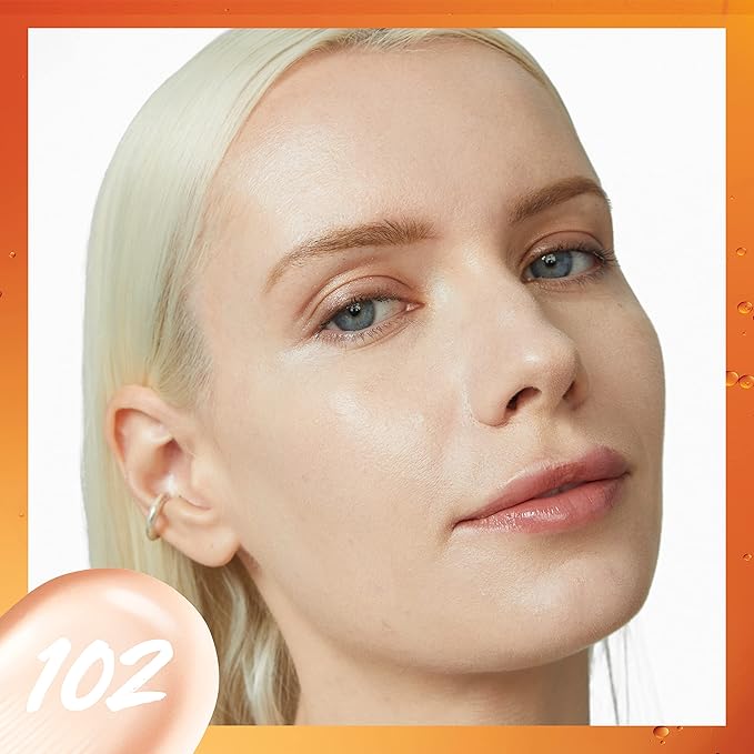 Maybelline Super Stay Up to 24HR Skin Tint, Radiant Light-to-Medium Coverage Foundation, Makeup Infused With Vitamin C, 102, 1 Count-BrightBean Baby