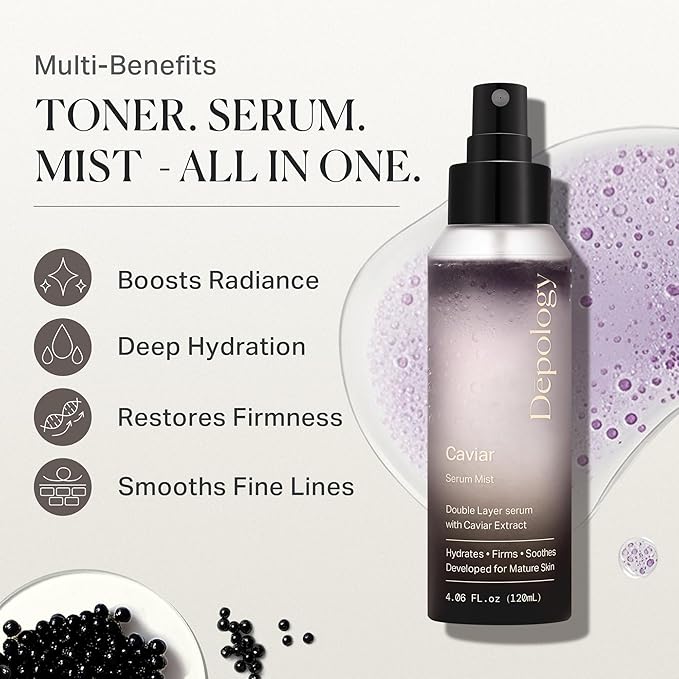 depology Glowing Spray Serum, Hydrating & Firming Facial Mist, Radiance Skin, Smooths Fine Lines and Wrinkles, Face Mist with Hyaluronic Acid & Collagen, Facial Spray for All Skin Types, 4.06 Fl Oz.-BrightBean Baby