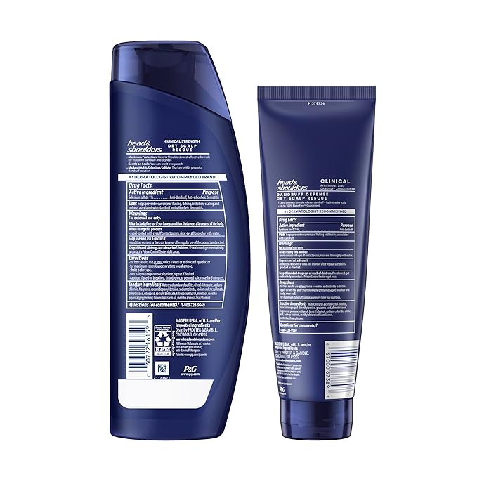Head & Shoulders Clinical Strength Dandruff Shampoo and Conditioner Set, Dry Scalp Relief, Up to 100% Flake Protection, Selenium Sulfide Formula, 13.5 & 9.1 Fl Oz, 2 Pack-BrightBean Baby