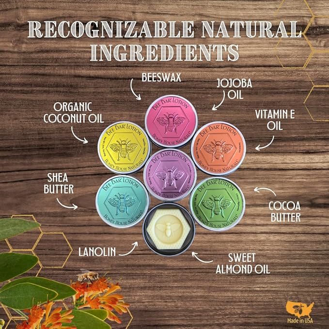 Bee Bar Honey House Naturals Duo – Vanilla - Small 6 Ounce and Large 2 Ounce– All Natural Ultra Moisturizing Lotion Bar Infused with Essential Oils and Butters – Made in USA-BrightBean Baby