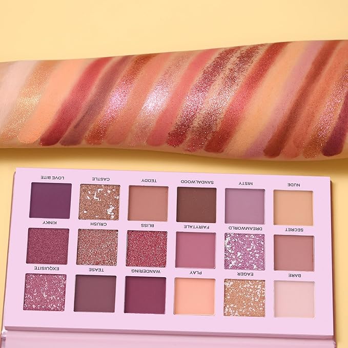 UCANBE Professional 18 Colors Aromas Nude Eyeshadow Palette Long Lasting Multi Reflective Shimmer Matte Glitter Pressed Pearls Eye Shadow Makeup Pallet Kit-BrightBean Baby
