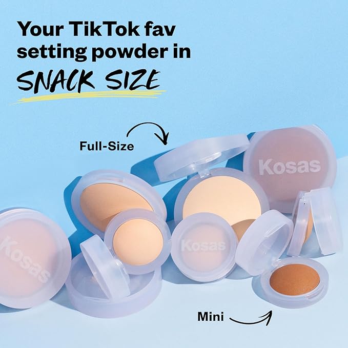 Kosas Mini Cloud Set Face Setting Powder - Smoothing Shine Control, Soft, Sheer Setting Translucent Makeup Finish, Portable & Long-Lasting (Breezy)-BrightBean Baby