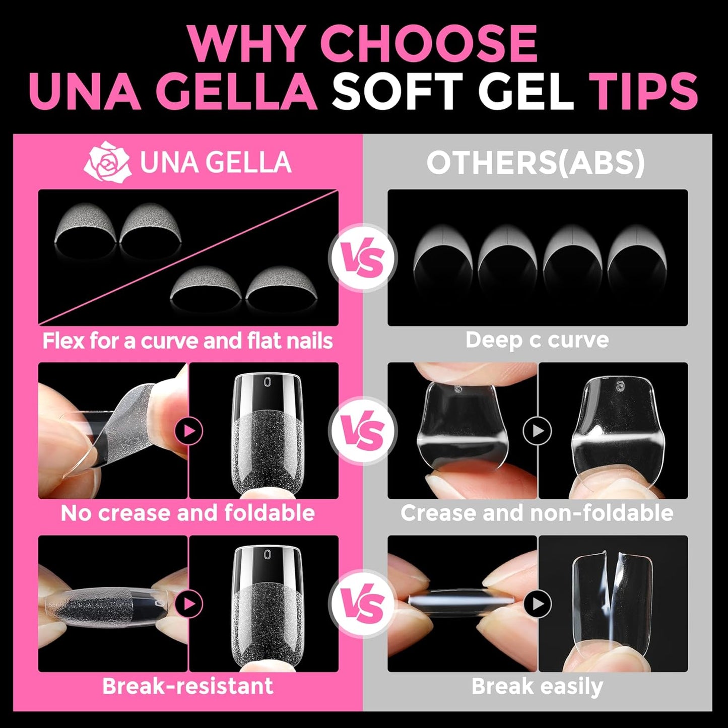 UNA GELLA Short Square Gel Nail Tips 216pcs Short Square Press on Nails Pre-shape Fake Nails for Full Cover Acrylic Nails False Nails For Nail Extension Home DIY Nail Salon 12 Sizes Gelly Tips-BrightBean Baby