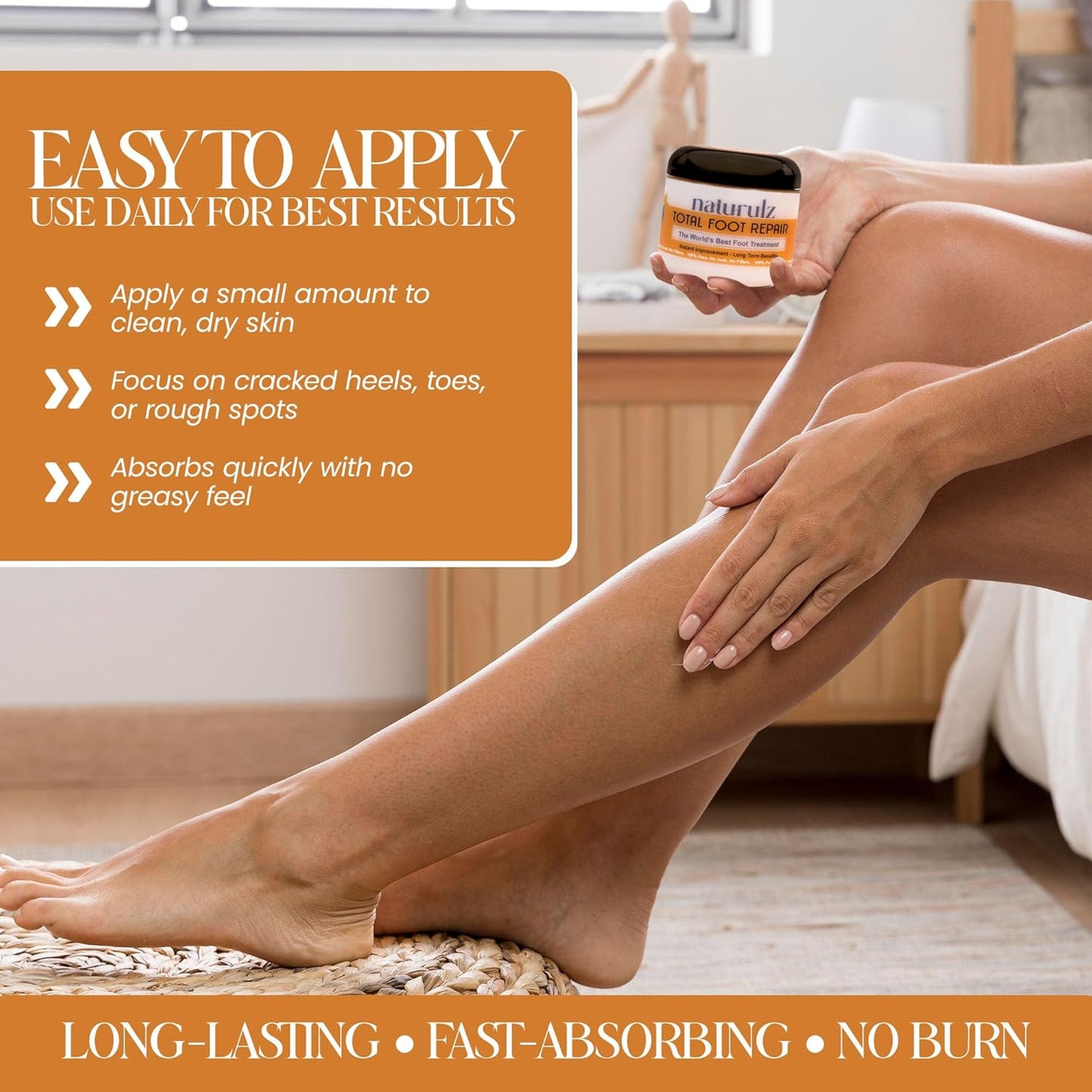 Naturulz Total Foot Repair 4oz – No Junk Foot Cream for Dry, Rough Skin & Cracked Heels, Lightweight & Compact Moisturizer for Feet, Knees, Elbows & Hands, Softens, Repairs & Smooths Cracked Skin-BrightBean Baby