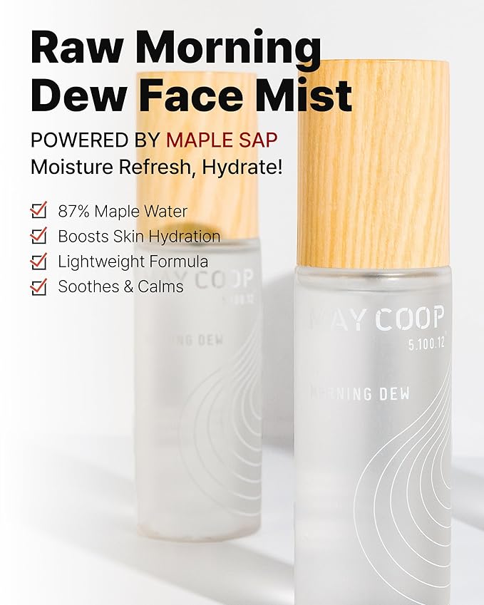 MAY COOP Raw Morning Dew Face Mist – Korean Hydrating Facial Spray with 87% Maple Water & Hyaluronic Acid - Refreshing & Lightweight Formula for Sensitive Skin, 2.71 fl.oz.-BrightBean Baby