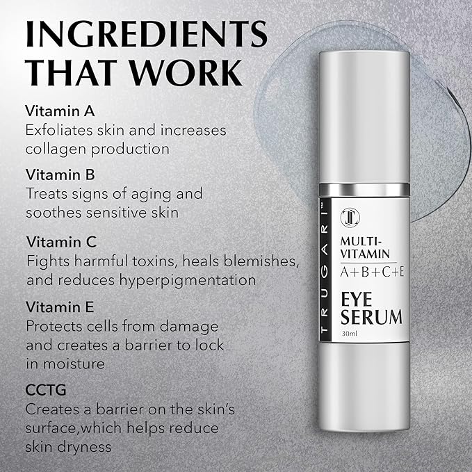 Eye Serum, Multi-Vitamin Skin Care Serum with Vitamins A, B, C and E, Rejuvenating Dark Spot Remover for Face and Under Eyes, Improves Age Spots, Fine Lines and Wrinkles, 30 ml-BrightBean Baby