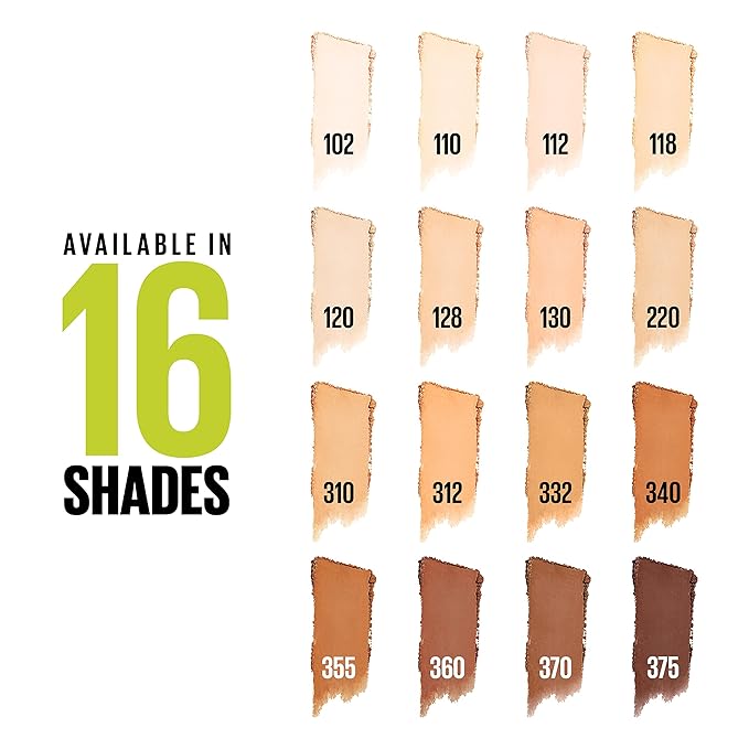 Maybelline Super Stay Up to 24HR Hybrid Powder-Foundation, Medium-to-Full Coverage Makeup, Matte Finish, 118, 1 Count-BrightBean Baby