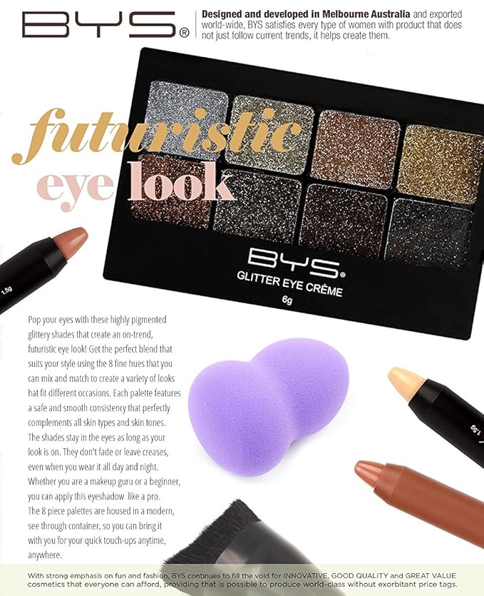 BYS Glitter Gel Makeup Palette 8 shades - Razzle Dazzle-BrightBean Baby