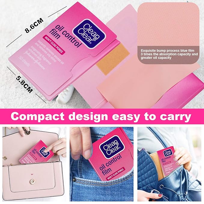 Oil Control Film Replacment for Clean & Clear Oil-absorbing Sheets,3 Pack (Grapefruit Fragrance) Oil Blotting Sheets For Face,Makeup Friendly High-performance Handy Face Blotting Paper for Oily Skin-BrightBean Baby