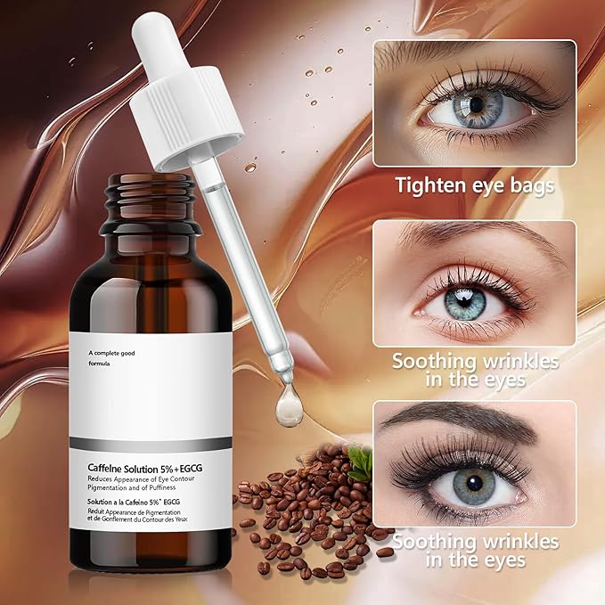 Caffeine Solution 5% + EGCG Eye Serum, 30ML Moisturizing Caffeine Eye Serum, Targets Dark Circles & Puffiness, Smooths Fine Lines-BrightBean Baby