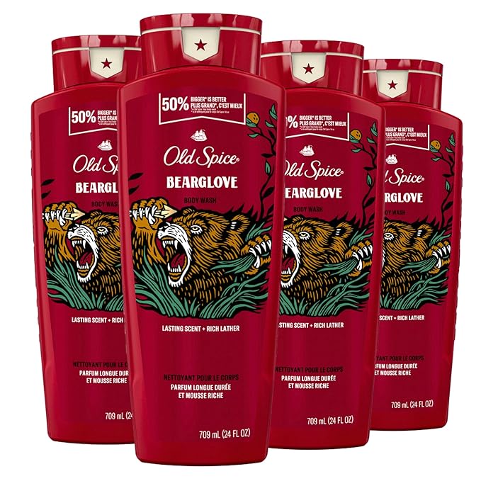 Old Spice Body Wash for Men, Bearglove, Long Lasting Lather, 24 fl oz (Pack of 4)-BrightBean Baby