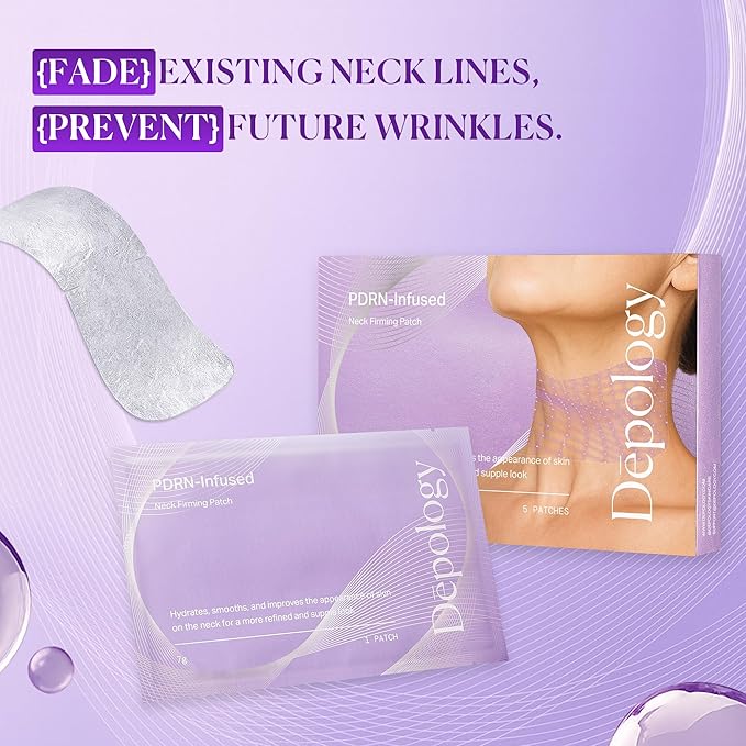 depology Tightening and Lifting Neck Wrinkle Patches with Cream, PDRN Deep Collagen Neck Mask, Firming Patch with PDRN、Collagen and Niacinamide Cream-BrightBean Baby