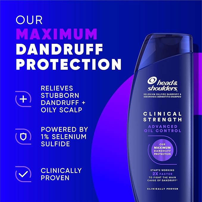 Head & Shoulders Clinical Dandruff Shampoo Twin Pack, Prescription Strength, Oil & Flake Control, Seborrheic Dermatitis Relief, Citrus, 13.5 Fl Oz Each (Set of 2)-BrightBean Baby