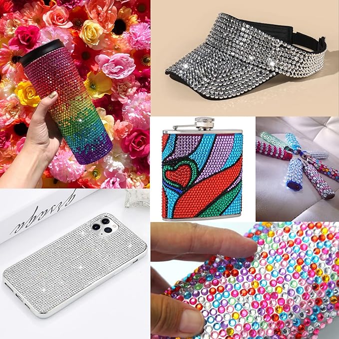 Flat Back Rhinestone Kits Colorful Rhinestones+Transparent White Gems With Picker Pencil And Tweezer For Home DIY And Professional Nail Art-BrightBean Baby