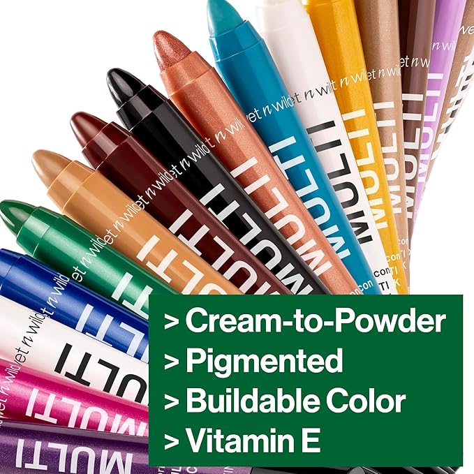 wet n wild Color Icon Cream Eyeliner Eyeshadow Multi-Stick, Moisturizing, Nourishing Velvety Cream-to-Powder Buildable & Blendable Formula, Cruelty-Free & Vegan - Green-BrightBean Baby