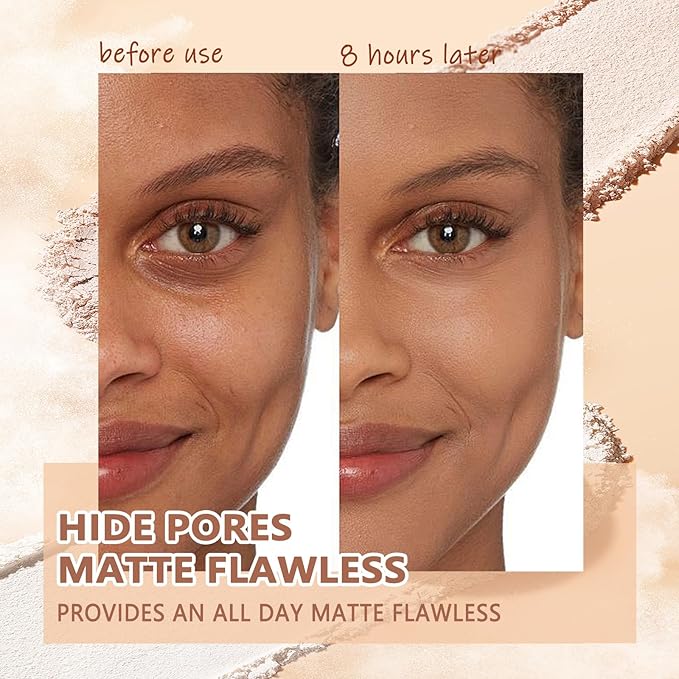 Oil Control Face Pressed Powder,Matte Smooth Flawless Setting Powder Makeup,Waterproof Long Lasting Finishing Powder,Cruelty Free Lightweight Face Cosmetics,0.35Oz(CAPPUCCINO)-BrightBean Baby