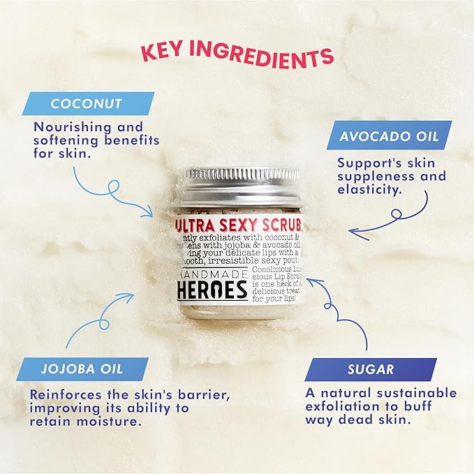 100% Natural Lip Scrub for Soft, Smooth Lips, Vegan Lip Scrub Gentle Exfoliator for Chapped and Dry Lips. 2 pc Coconut Lip Exfoliator Set lip exfoliator.-BrightBean Baby