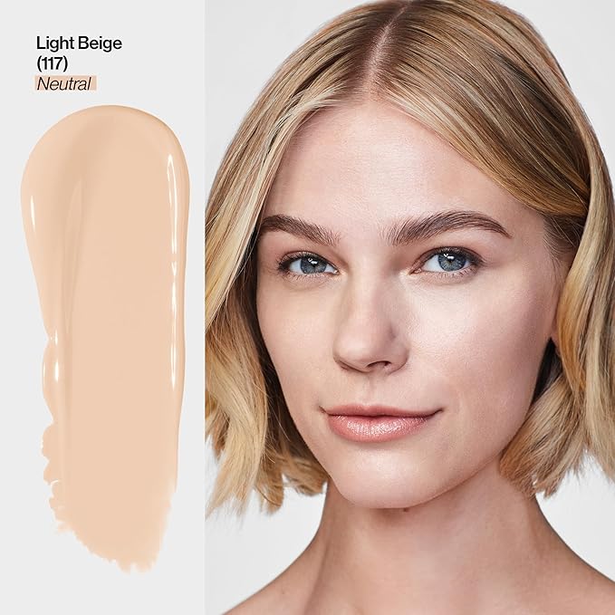 Revlon Illuminance Tinted Serum, Triple Hyaluronic Acid, Evens Out Skin Tone Over Time and Hydrates All Day, SPF 15, 117 Light Beige, 0.94 fl oz.-BrightBean Baby