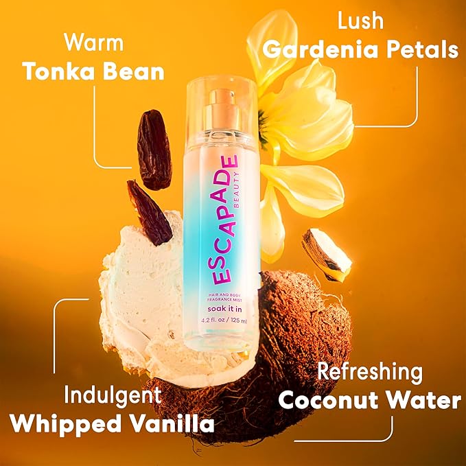Soak It In Fragrance Body Mist (4.2oz) - Coconut water, Gardenia Petals, Tonka Bean, Whipped Vanilla-BrightBean Baby