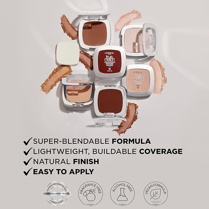 L'Oreal Paris True Match Super Blendable Oil Free Powder Foundation, W10 Deep, 0.33 oz-BrightBean Baby