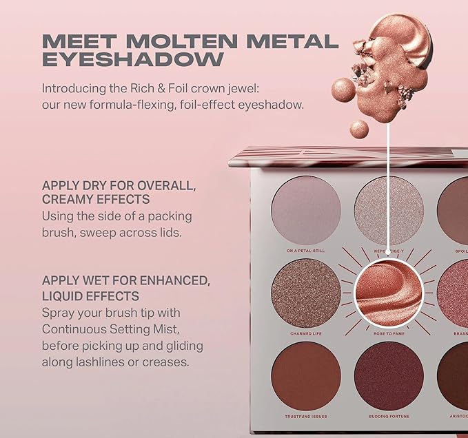 Morphe Rich & Foiled Artistry Palette - Foil-Effect Eyeshadow Palette with Matte, Shimmer & Foil Finishes - Mauve & Pink Eyeshadow with Luminous Payoff - Rose to Fame (0.35 oz)-BrightBean Baby