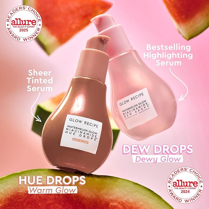 Glow Recipe Hue Drops Tinted Face Serum - Bronzing Drops to Brighten & Hydrate - Skincare Makeup Primer & Liquid Highlighter to Blur Pores for a Radiant, Even Skin Tone - Sunglow (40ml)-BrightBean Baby