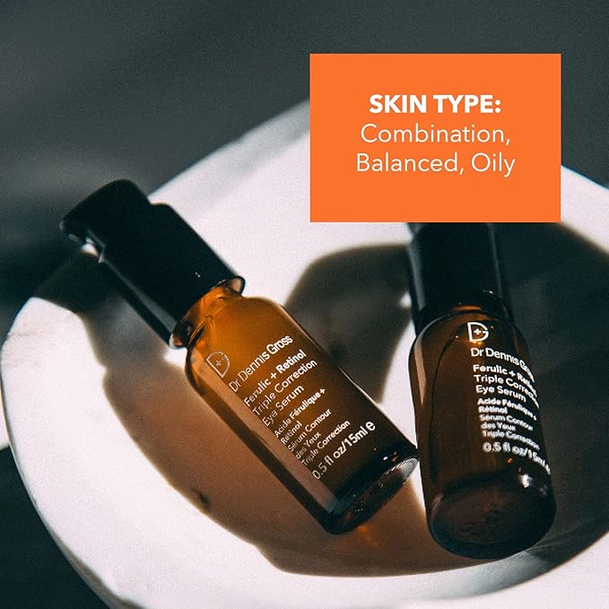 Dr. Dennis Gross Ferulic + Retinol Triple Correction Eye Serum: for Wrinkles, Loss of Elasticity, and Rough Texture, 0.5 fl oz-BrightBean Baby