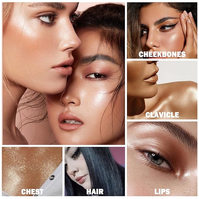 3PCS Polvo De Hadas Body Shimmer Glitter Highlighter Powder Makeup,High Gloss Sparkle for Face Body Hair,Create The Most Sparkly And Attractive Glitter Makeup-BrightBean Baby