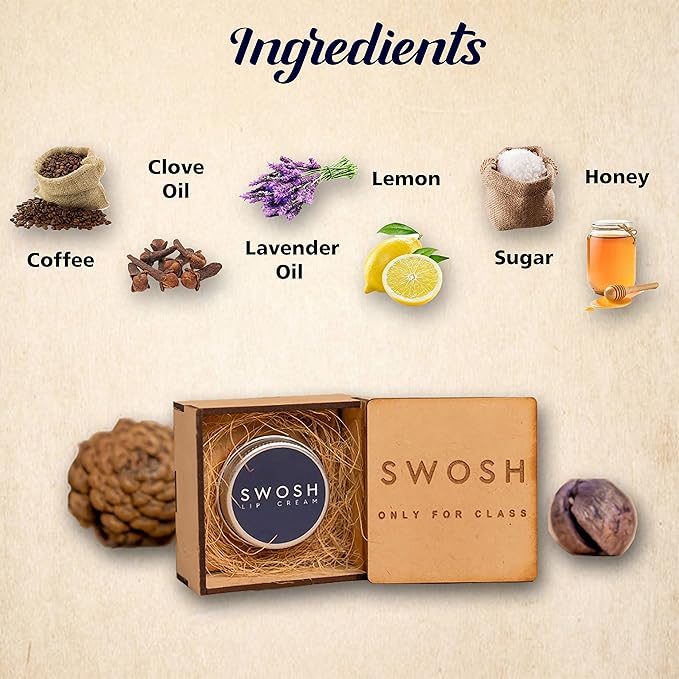 SWOSH Organic Lip Cream For Lightening & Brightening Dark Lips For Men & Women, 0.53 OUNCE with natural extract, clove oil, lavender oil, Lemon Grass oil lip Cream-BrightBean Baby