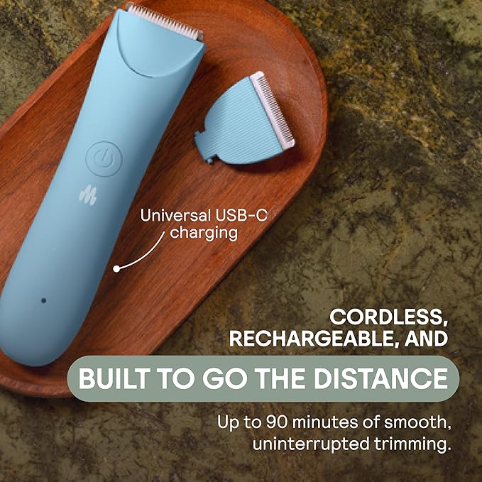 MERIDIAN Slimmer Trimmer – Electric Razor for Women, Bikini Line & Pubic Hair Trimmer, Rechargeable & Waterproof, Painless, Flawless Shave for Sensitive Skin, Gentle, Quiet & Travel-Friendly, Sage-BrightBean Baby